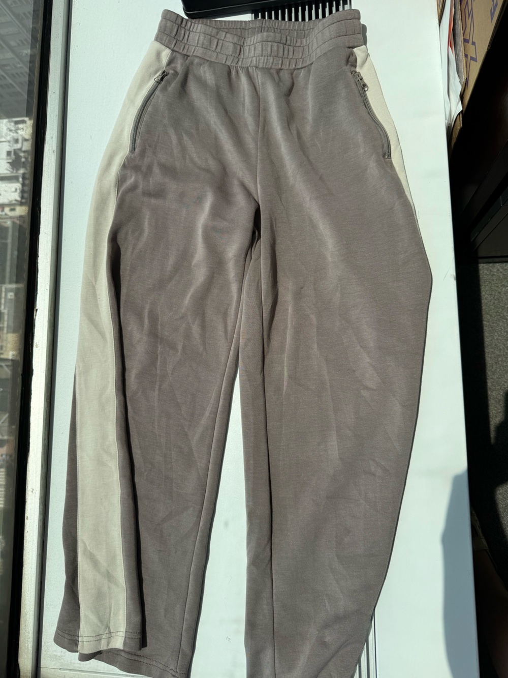 Vintage Women’s Joggers and Track Jacket in Taupe and Cream